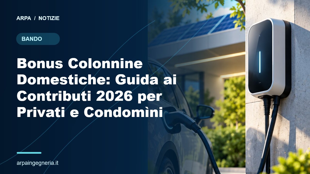 Copertina ARPA: Bonus Colonnine Domestiche: Guida ai Contributi 2026 per Privati e Condomìni
