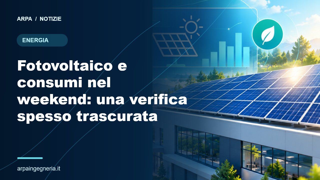 Illustrazione ARPA: Fotovoltaico e consumi nel weekend: una verifica spesso trascurata